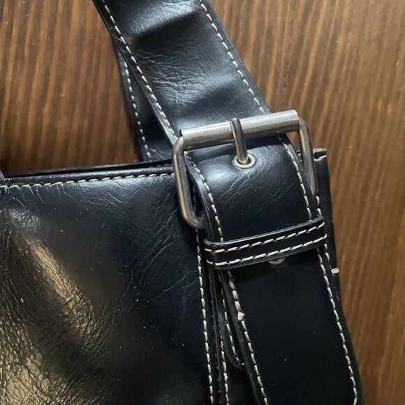 Nine & Co Black Snap Closure Large Shoulder Bag with Wide Strap Gently Used - Picture 6 of 12